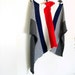 Gray White Red Navy Wide Race Stripes Knitted Blanket