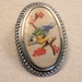 Vintage bird brooch. Hand embroidered. Large
