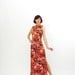 Vintage 1970s Maxi Dress - 70s Cheongsam Dress - Orange & Black Asian Print