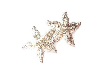 Rhinestone Starfish Hair Clip Silver Bridal Barrette Bride Bridesmaid Mermaid Destination Beach Wedding Accessories Womens Gift For Her