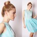 Vintage 1950s Robins Egg Blue Mad Men Style Dress with Blue Flowers and Lace Trim / 1950s Dress / Blue Dress / Vintage Dresses / 1519