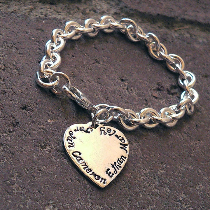 Super Thick Sterling Charm Bracelet 11 Font Choices Round