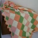 SALE was 20 NOW 15.00 Knit Afghan Lap Blanket Throw Bassinet bedding 33"38" Peach Crean Pistachio green
