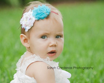 Shabby Chic Rosett headband, baby headbands, newborn headbands