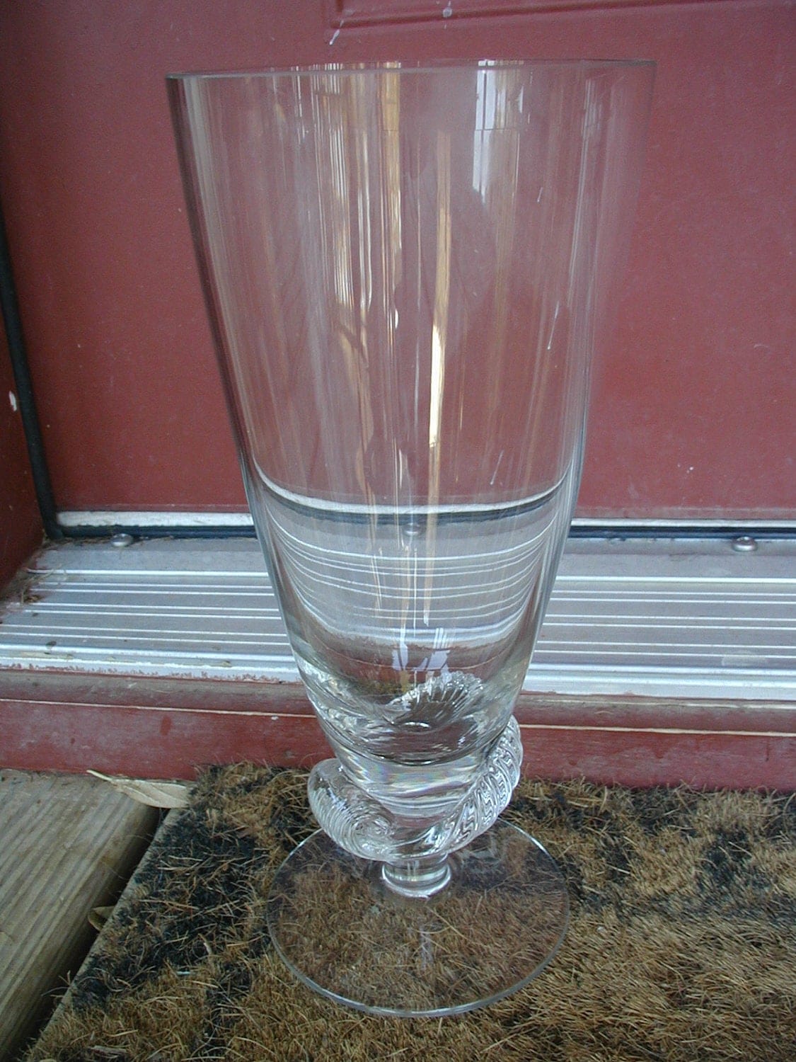 Huge Large Clear Glass Vase with Swirl Shell Design