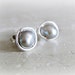Gray Freshwater Pearl Stud Earrings - Silver Wrapped Wrapped Posts