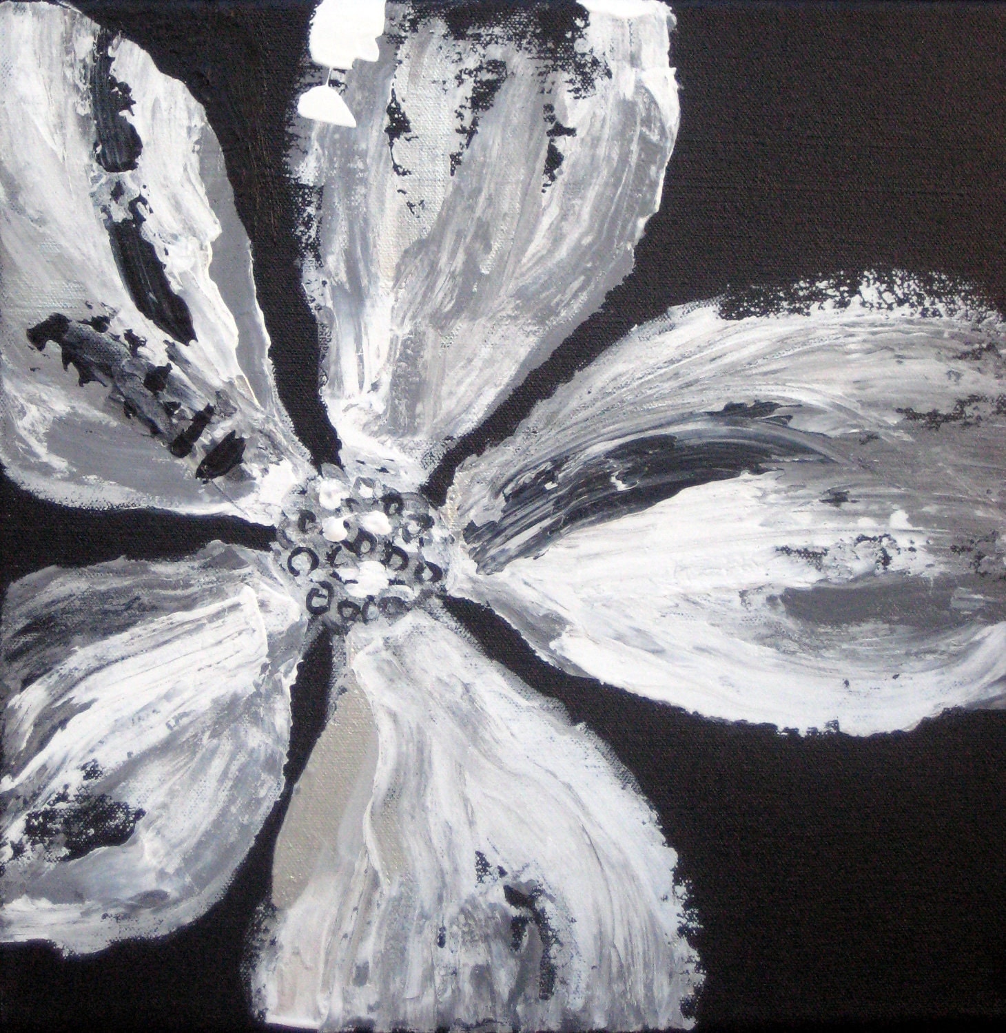 ORIGINAL abstract POPPY PAINTING-black and white gift by