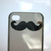 iPhone 4 4s small mustache black/grey clear hard case - CHROME SILVER STACHE