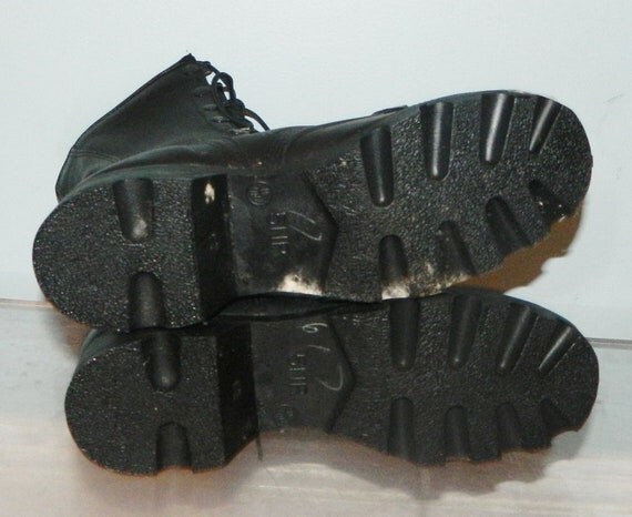 vintage 80s military combat jump steel toe boots black leather