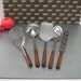 5 Set Kitchen Utensils - Laminate Wood Handle Stainless USA - Spatula Masher Spoon Ladle Spreader