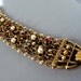 Vintage Multi Chain Pearlescent & Rhinestone Bracelet - Red and Smokey