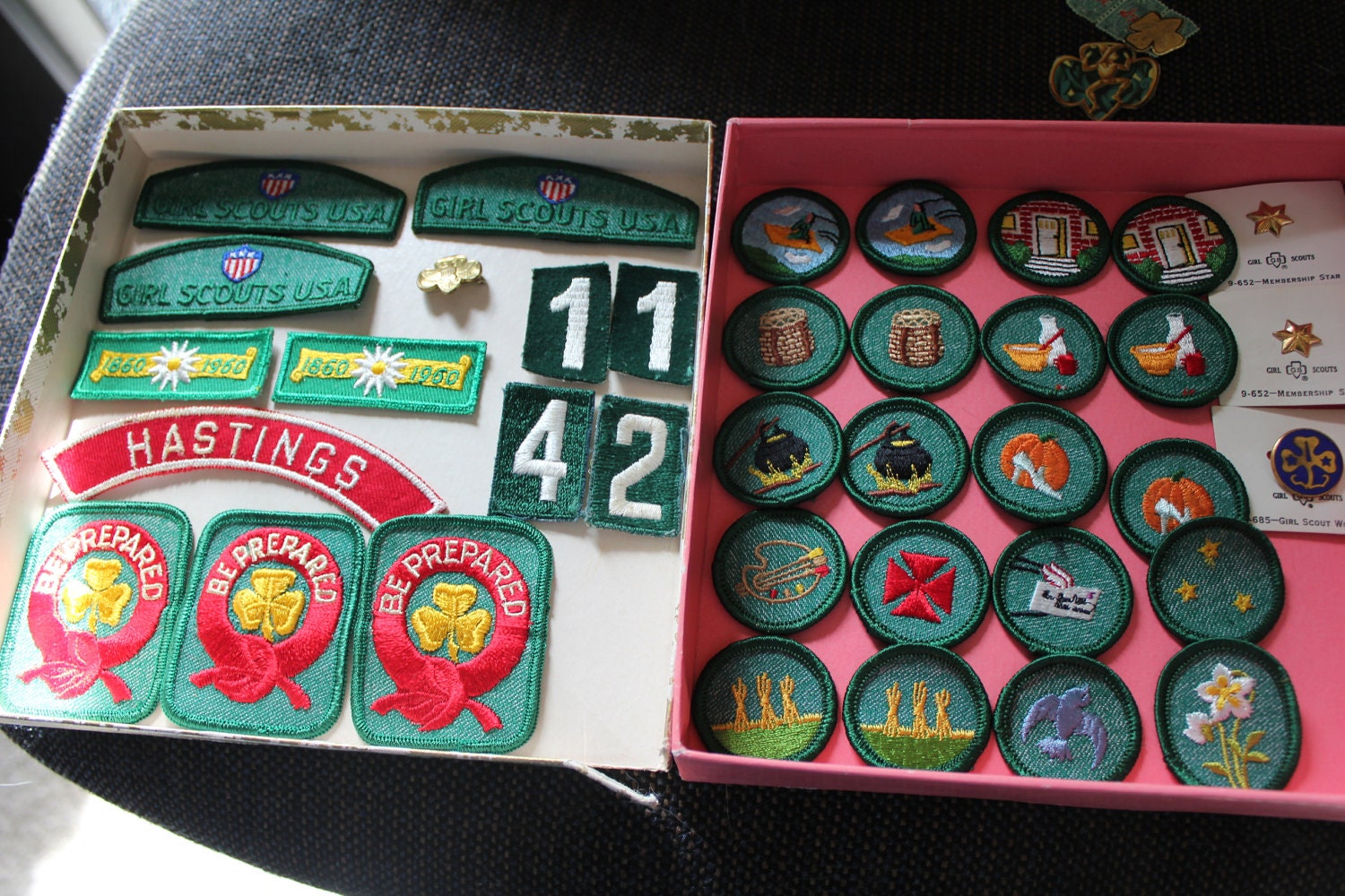 Vintage Girl Scout Badges and Pins 36 pc.Assortment 1960s