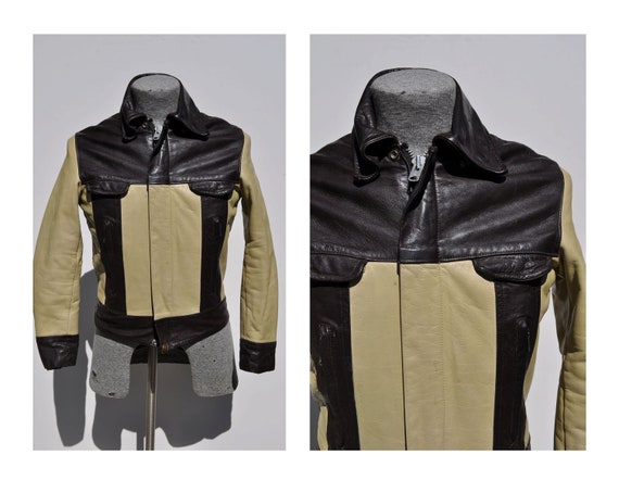 Items similar to vintage leather jacket CAFE RACER leather jacket 1960s ...
