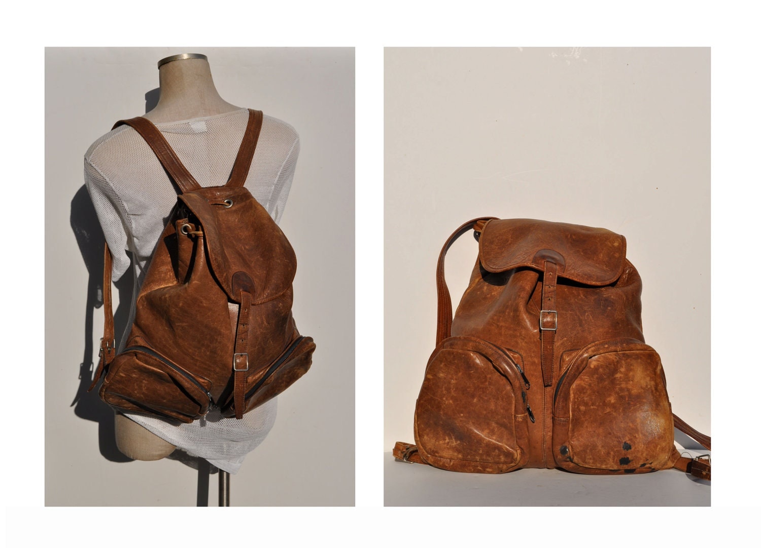 vintage leather backpack leather back pack CUSTOM MADE