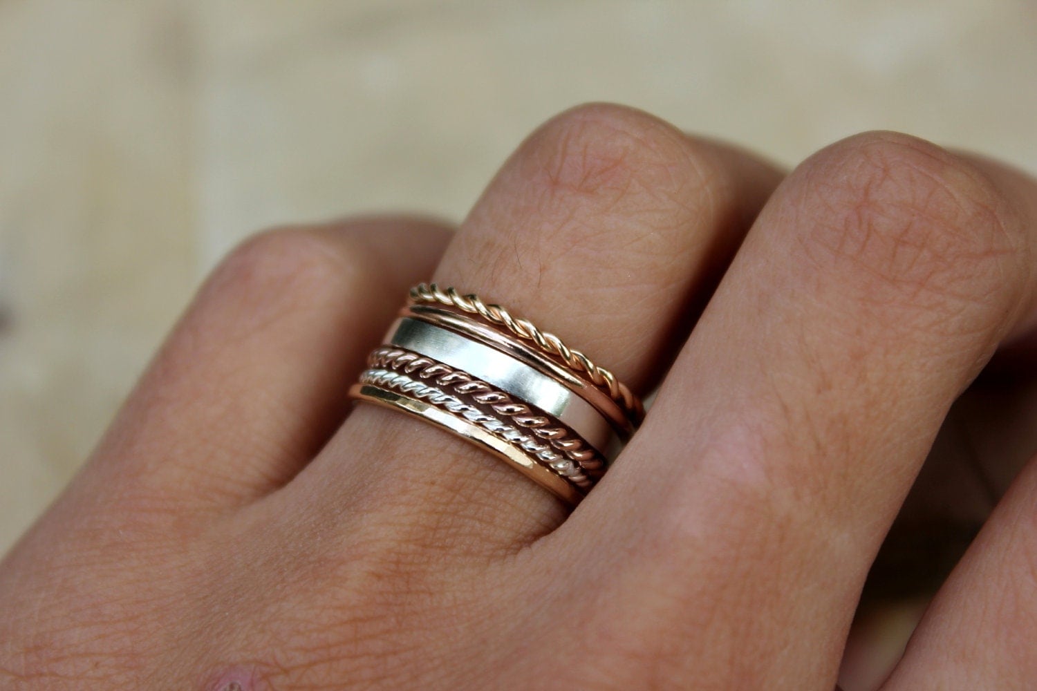 Stacking rings gold ring rose gold ring set of 6 by BlueSunflowers