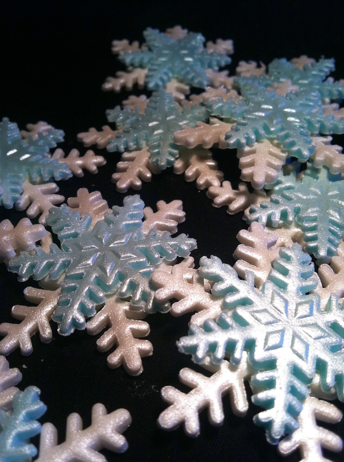Cake Decorations Edible Snowflakes Large Size Gum Paste Blue