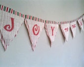 Joy to THe World Holiday Bunting burlap and fabric holiday banner Il_170x135