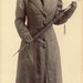 STYLISH EMBROIDERED COAT with Hat and Umbrella on Chester Illinois Woman Photo Circa 1910s