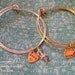 SALE-Brass Heart Charmed...Hand Stamped Double Bangle Charm Bracelet