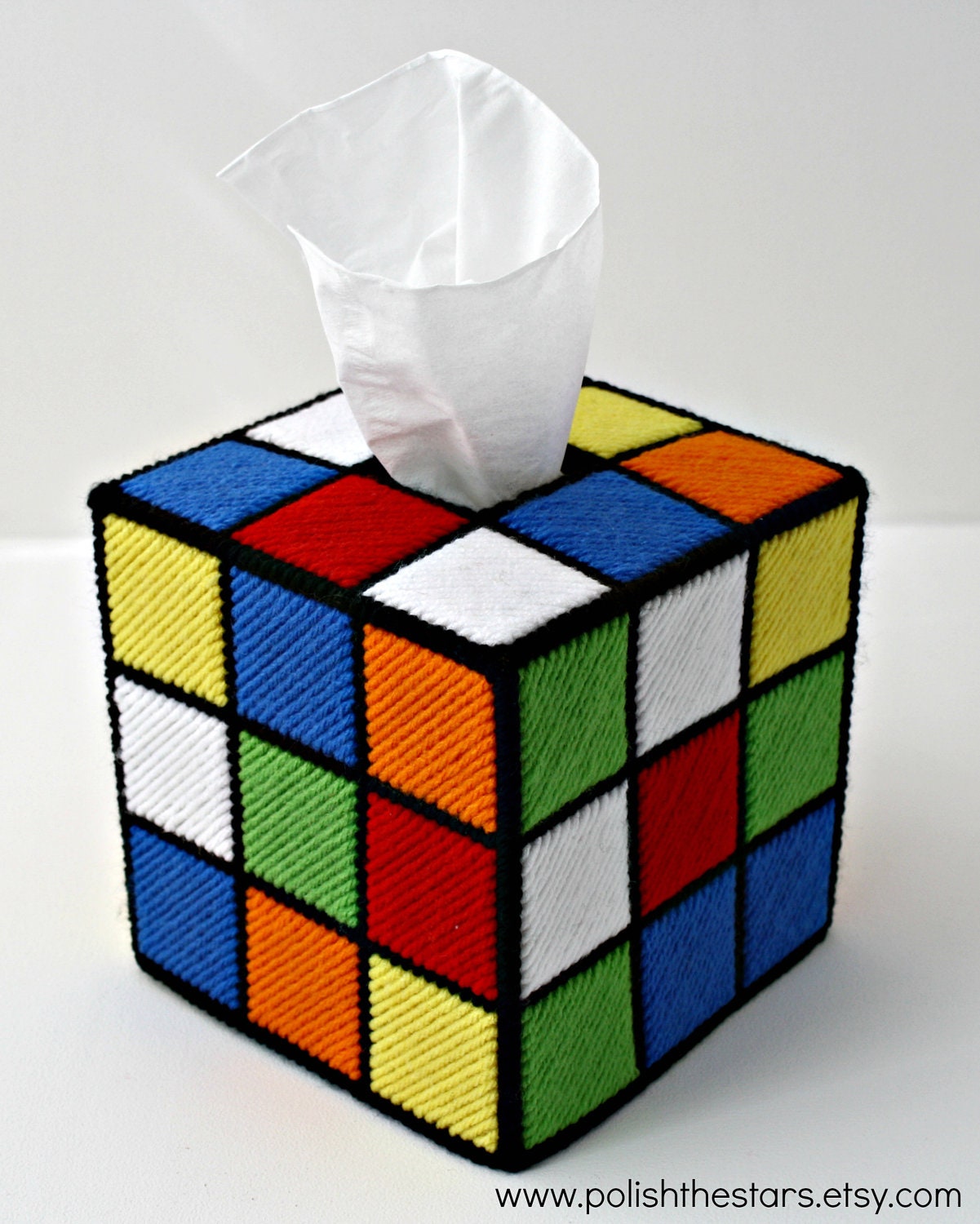 Rubik's Cube Tissue Box Cover by PolishTheStars on Etsy