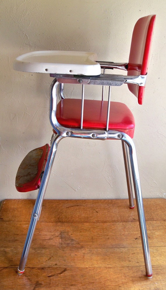 MidCentury Cosco Baby High Chair Red & Chrome Delight
