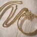 Rose Magnifier Necklace Gold Tone Vintage Monet Oval Link Weaved Chain Round Pendant