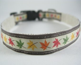Hemp Dog Collar - Falling Leaves - 3/4in