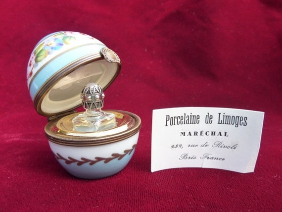 Vintage Limoges Porcelain Egg with Perfume Bottle Mini