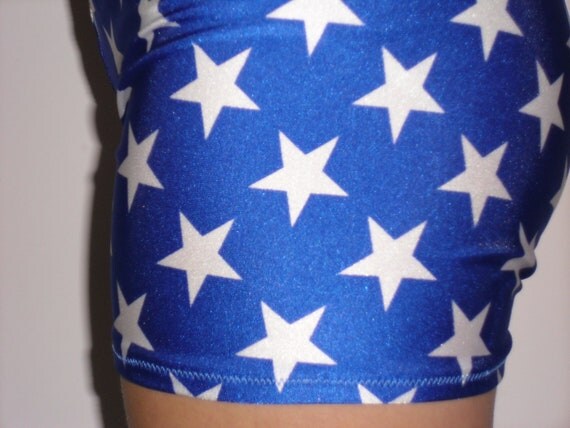 Blue with white stars spandex shorts