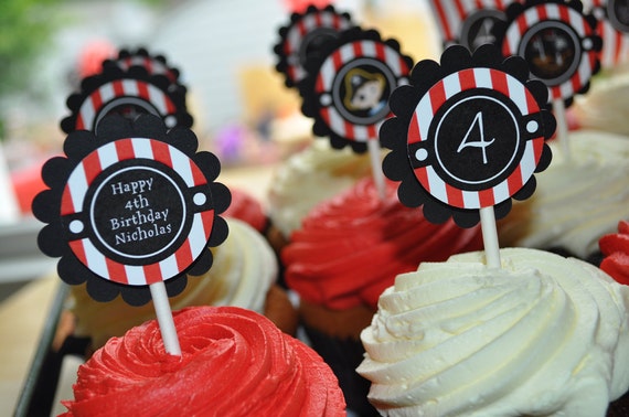 Pirate Party Cupcake Toppers - Boys Pirate Birthday Party Decorations - Pirate Party Theme - Boys Birthday Decorations - Set of 12 Il_570xn