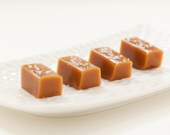 Teachers Gift, Client Gift or Birthday Gift // 1 Pound of Fleur de Sel Caramels - in a reusable muslin bag