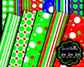 Christmas Digital Paper Red Stripes Invitation Paper Polka dot Background Paper Party Decoration Paper Instant Blue Green Red party Paper Il_170x135