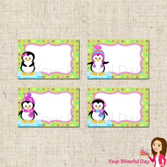 PRINTABLE Girl Penguins Label Tents Il_570xn