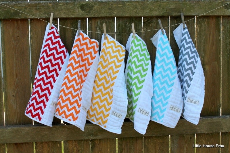 Rainbow Chevron Burp Rags 6pack Cloth Diaper Set