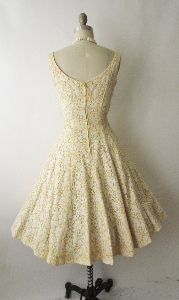 50's Lace Dress // Vintage 1950's Antique Ivory