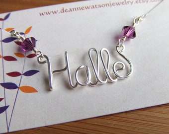 Personalized Name Necklace, Custom Wire Name Necklace, Birthstone Necklace, Custom Name Jewelry, Bridesmaid Necklace, Personalized Jewelry