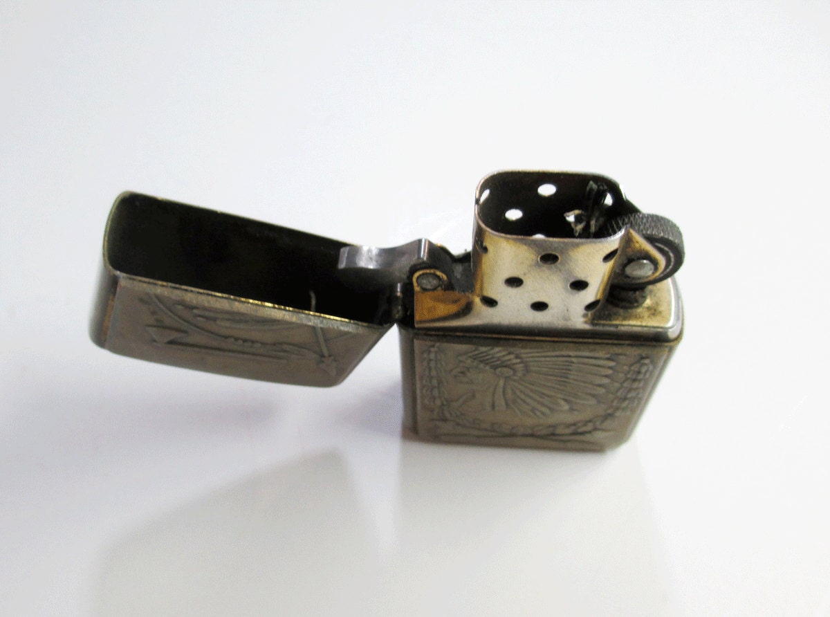 Vintage Indian Chief Zippo Lighter Brass Tobacciana