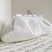 White bridal clutch bag in frame, Wedding clutch purse.