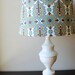 Cream Lamp Base with Modern Fabric Shade - OOAK