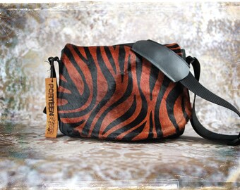 Tapestry and Tiger Cow Hair Leather Camera Satchel Bag DSLR- PRE-ORDER