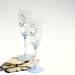 Aqua Blue Heart Wedding Toasting Flutes Hand Painted Personalized Set of 2 Swarovski crystals