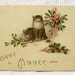 Vintage French Unused Art Deco Postcard - Bonne Annee (Happy New Year) with Cats & Mistletoe