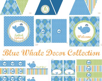 Whale Birthday Party, Whale Baby Shower, Whale Birthday Decorations, Whale Baby Shower Decorations, Whale Party Decorations, BeeAndDaisy