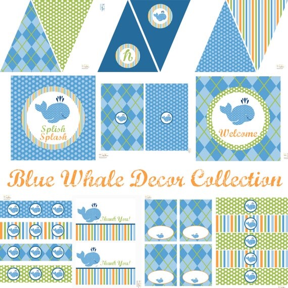 Whale Birthday Party, Whale Baby Shower, Whale Birthday Decorations, Whale Baby Shower Decorations, Whale Party Decorations, BeeAndDaisy Il_570xn