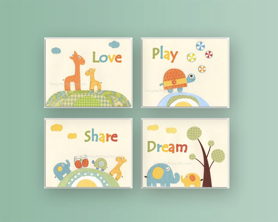 Nursery decor Jungle friends Baby room art Nursery Decor Baby