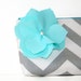 chevron clutch purse in gray and white with detachable fabric flower in aqua / summer fashion / bridesmaid
