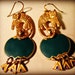 Teal Berebi Golden Cat Earrings