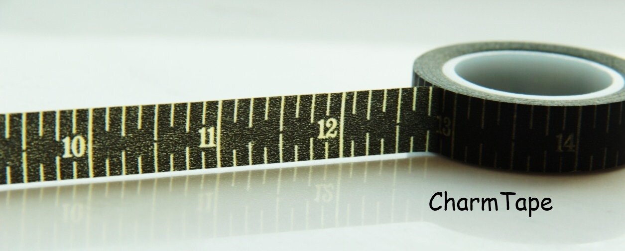 Black Measuring Tape Washi Masking Tape Roll Adhesive Stickers