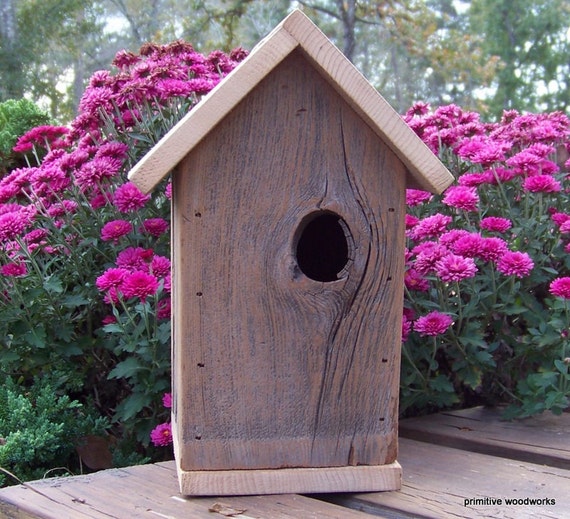 Birdhouse Primitive Rustic Traditional Recycled Weathered