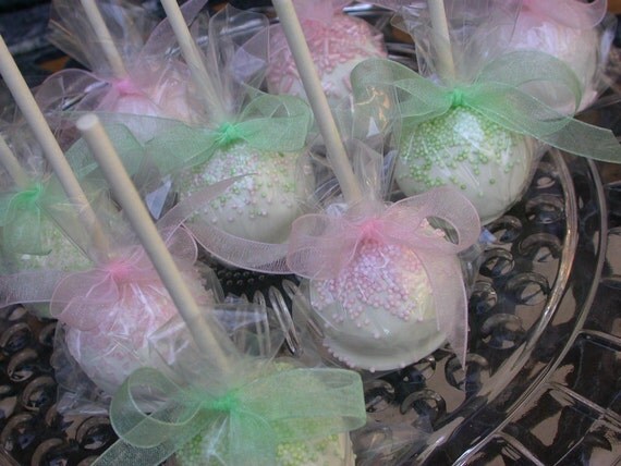 Bridal Shower Cake Pops: 48 Cake Pop Wedding, Baby and Bridal Shower, Rehearsal Dinner, Edible Party Favors Il_570xn